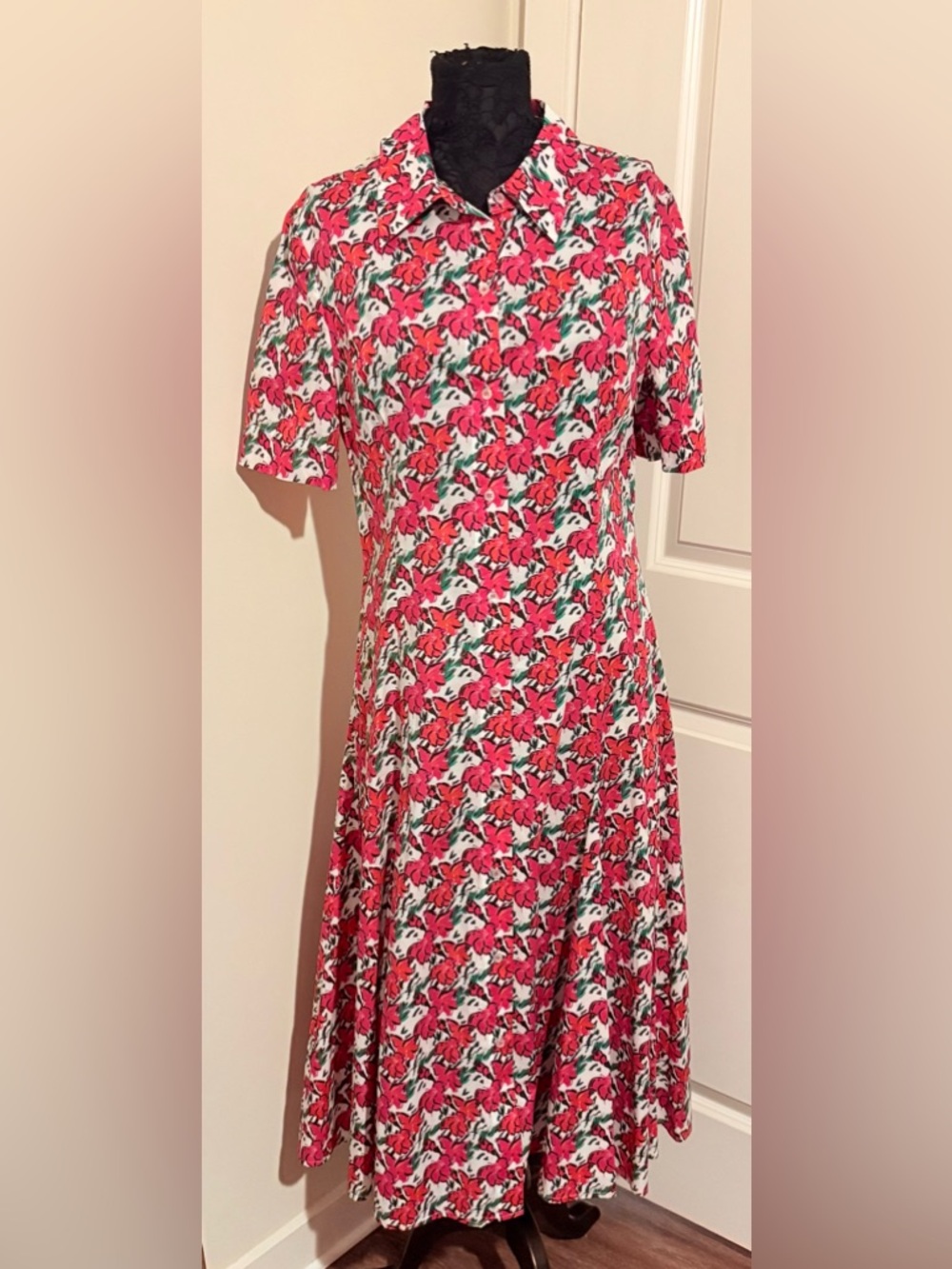 Jonathan Cohen Pink Floral Matilija Poppy Short Sleeve Shirt Dress size XL NWT’S